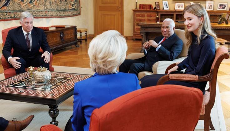 Royals, King Philippe of Belgium and Princess Elisabeth meet Ursula Von der Leyen and Antonio Costa in Brussels