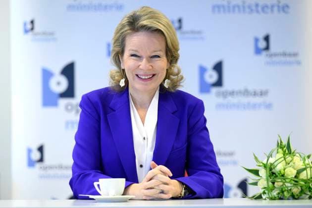 Queen Mathilde of Belgium attends discussion on domestic violence in Hasselt