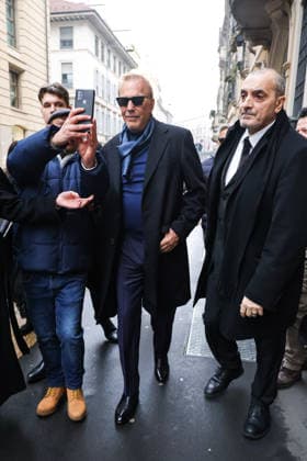 Milan Fashion Week, Kevin Costner on his way to the Brioni fashion show