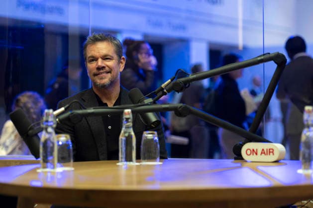 World Economic Forum in Davos - Actor Matt Damon on air for radio show