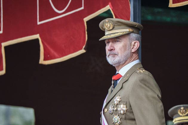 Royals, King Felipe of Spain during ceremony with soldiers