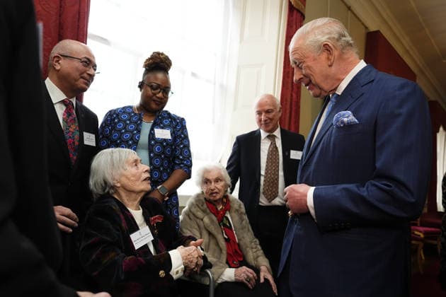 Royals, King Charles III and Camilla receive Holocaust survivors at Buckingham Palace in London