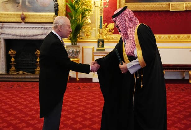Royals, King Charles III in audience with Abdullah Bin Khaled Al Saud at Buckingham Palace in London