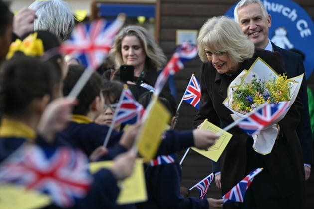 Queen Camilla visits a primary school in London
