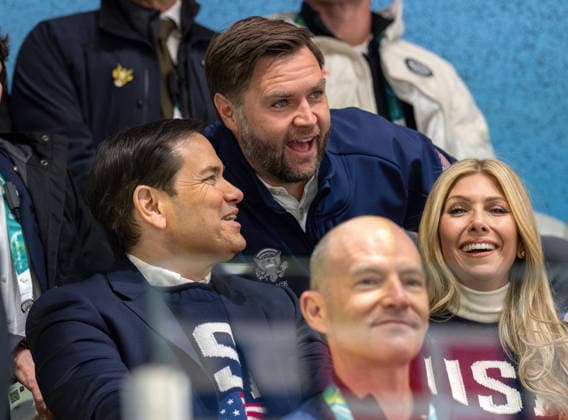 Milano Cortina 2026, JD Vance and Marco Rubio in the audience at the USA - Czech Republic ice hockey match