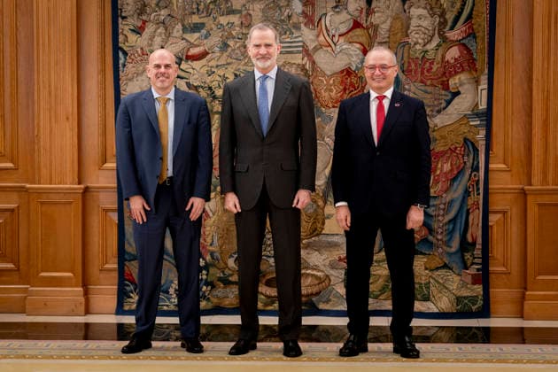 Royals, King Felipe of Spain receives Oracle managers at the Tsarzuela Palace in Madrid