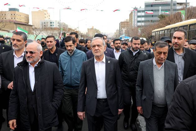 Iran, Tehran, Massud Peseshkian on the occasion of the 47th anniversary of the Iranian Revolution