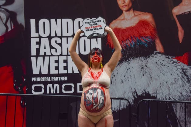 London Fashion Week, PETA protest action