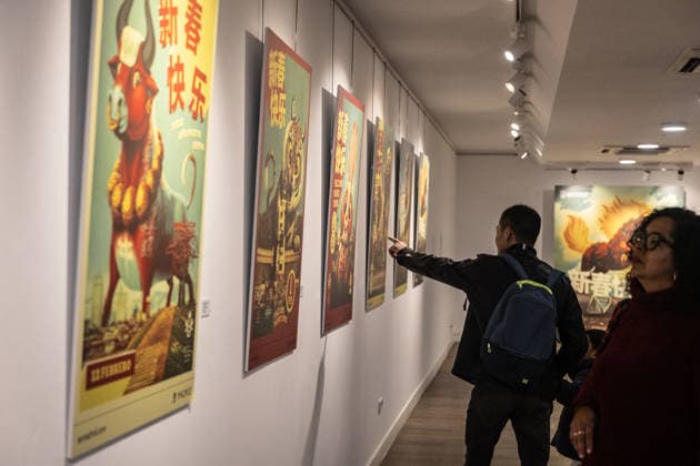 Chinese New Year posters by artist Bakea, exhibition in Madrid