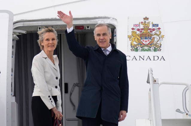 Canada, Mark Carney and Diana Fox Carney on the government plane in Ottawa