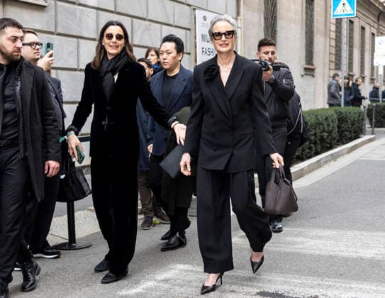 Milan Fashion Week, guests at the Giorgio Armani fashion show