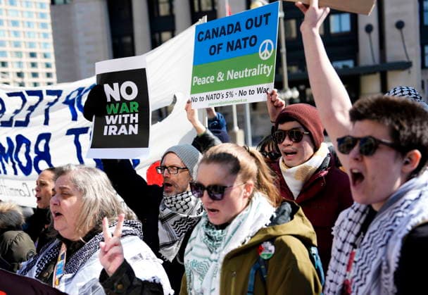 Canada, protest against war in Iran in Ottawa