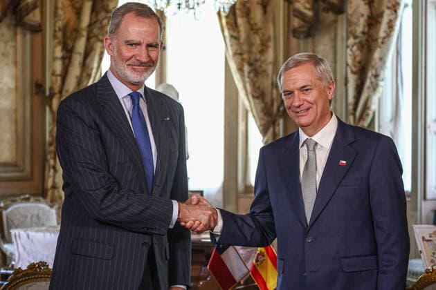 Royals, King Felipe of Spain meets Jose Antonio Kast in Santiago de Chile