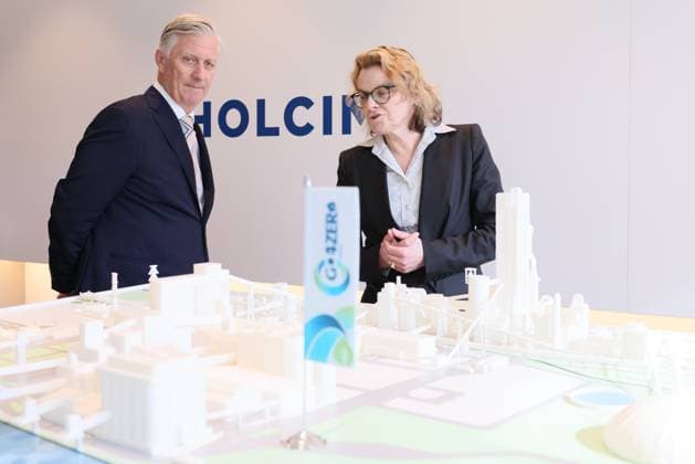 Royals, King Philippe of Belgium visits cement plant in Obourg