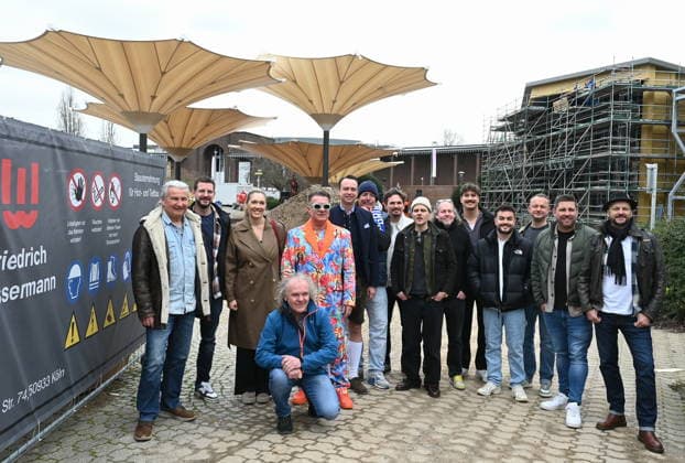 Press conference at the construction site of Cologne's Tanzbrunnen with bands and organisers