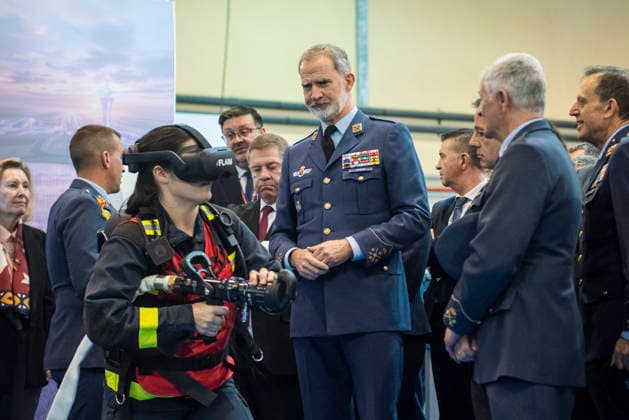 Royals, Spain, King Felipe visits technology days of the BACSI project at Los Llanos airbase