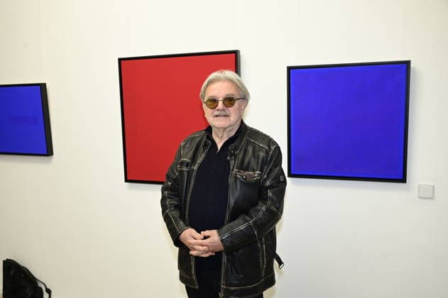 Reinhard Roy at the vernissage Konkrete Sicht, Formen, Linien, Strukturen in Görlitz
