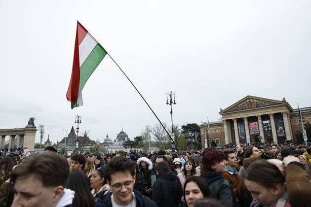 Parliamentary elections in Hungary, protest concert against Victor Orban in Budapest