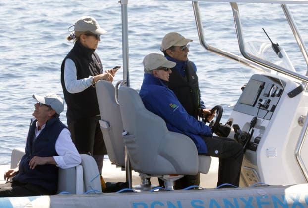 Royals, Juan Carlos of Spain and Infanta Elena in the harbour of Sanxenxo