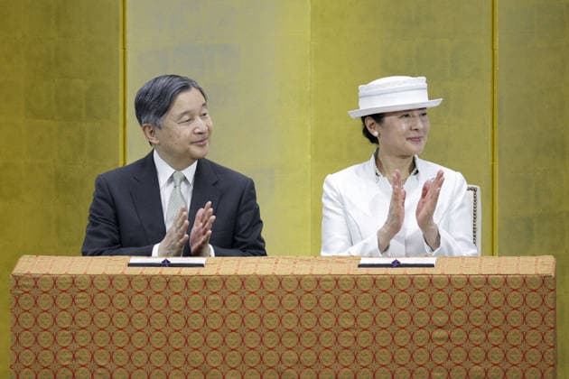 Royals, Japan, Emperor Naruhito and Empress Masako during ceremony in Tokyo