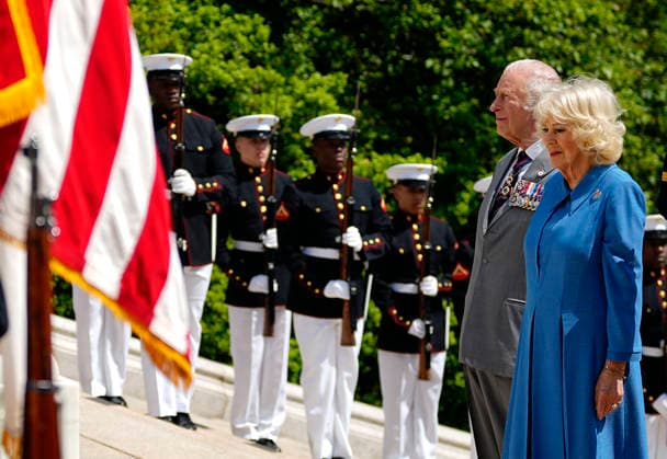 British Royals, King Charles III and Queen Camilla at the wreath-laying ceremony in Arlington