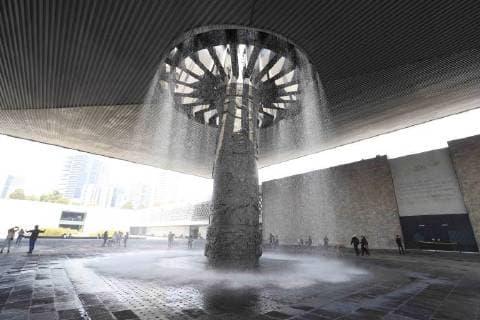 Mexico, Restored Fountain Sculpture El Paragua Presented