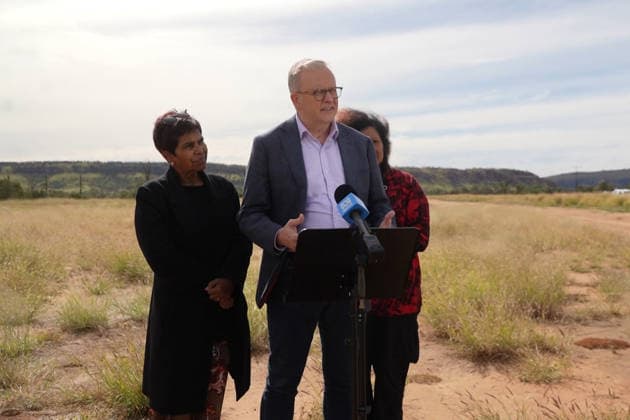 Australia, Anthony Albanese at press conference in Alice Springs