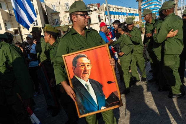 Cuba, demonstration by supporters of Raul Castro in Havana after US indictment