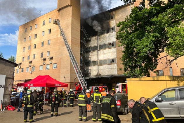 Russia, fire in warehouse in Moscow