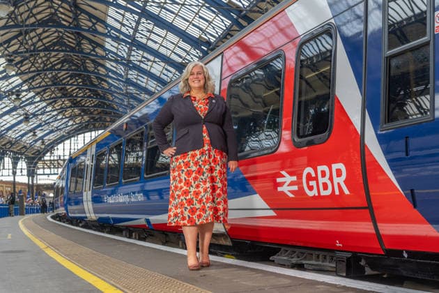 Great Britain, Brighton, Transport Minister Heidi Alexander presents Great British Railway train
