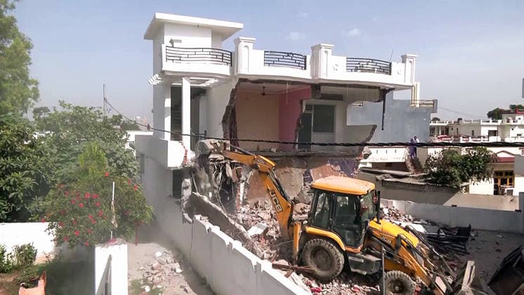 India, demolition campaign against illegal structures in the anti-drug programme in Jammu