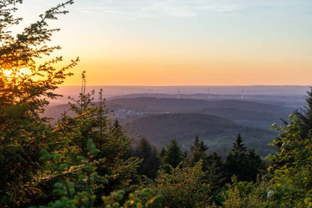Hesse, sunset on the Großer Feldberg in the Taunus mountains