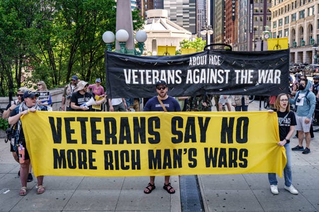 USA, anti-war protest by US veterans on Memorial Day in Chicago