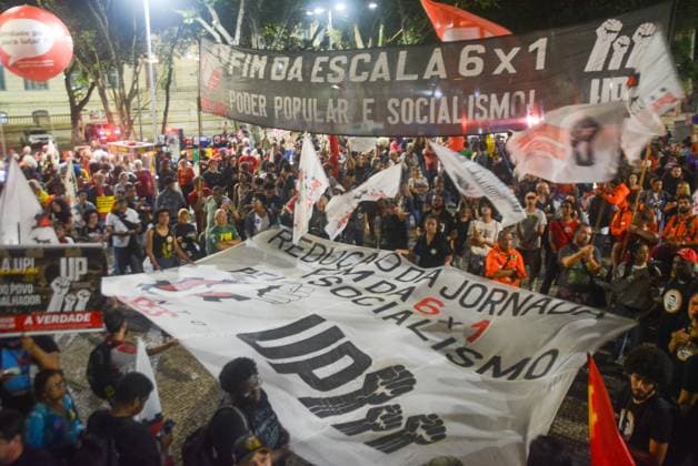 Brazil, demonstration against 6x1 labour model with trade unions and teachers in Rio de Janeiro