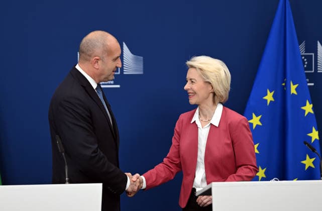 Belgium, Ursula von der Leyen meets Bulgaria's Prime Minister Rossen Scheljaskow in Brussels