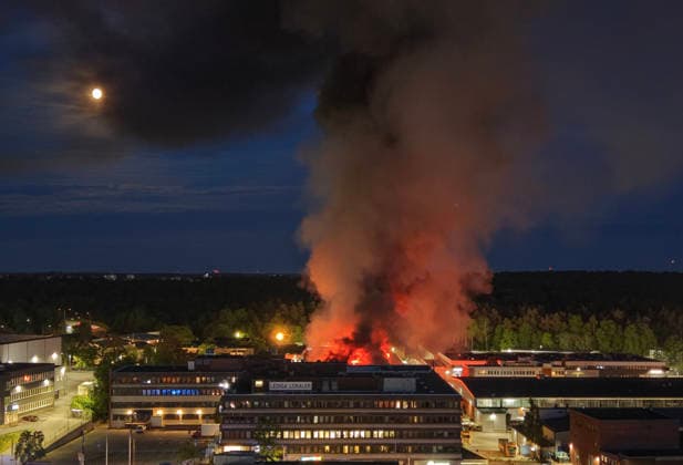 Sweden, fire in industrial building in Stockholm