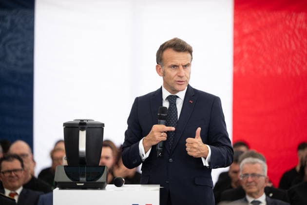 France, Macron visits Vorwerk plant with Thermomix production in Donnemain-Saint-Mames