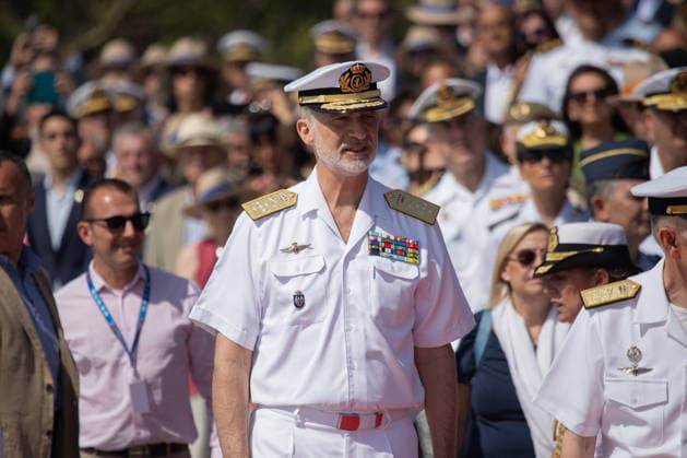 Royals, King Felipe VI at the naval parade for Armed Forces Day in Vigo
