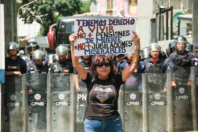 Venezuela, protest by pensioners in Caracas on Senior Citizens' Day