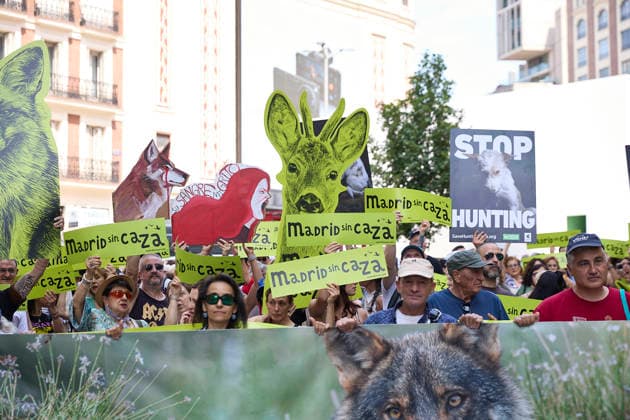 Spain, demonstration against new hunting law in Madrid