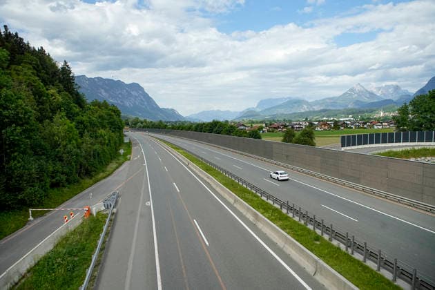 Austria, almost empty Inntal motorway A12 near Angath-Kufstein