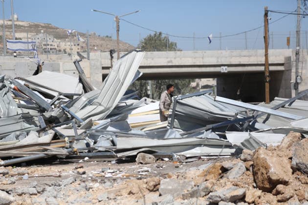 Middle East conflict, West Bank, Destroyed vegetable market after demolition in Beita