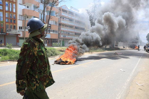 Kenya, demonstration against plans to set up an Ebola quarantine facility for US citizens in Nanyuki