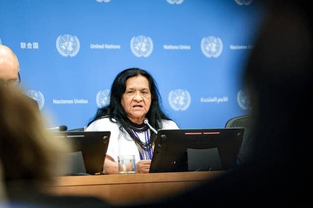 United Nations, Leonor Zalabata gives press conference on assuming the presidency of the Security Council in New York