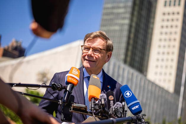 USA, Foreign Minister Johann Wadephul gives press statement in New York