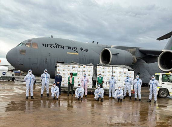 Ebola outbreak in Africa, delivery of medical supplies from New Delhi to Uganda