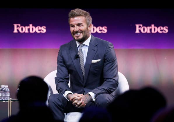 USA, David Beckham speaks at Forbes Iconoclast Summit in New York