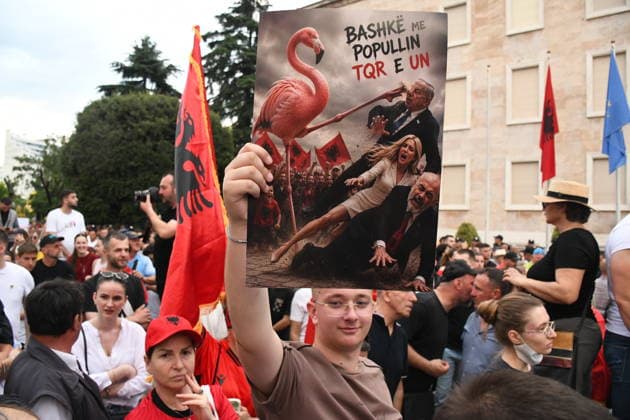 Albania, protests against Trump's son-in-law Jared Kushner's construction project in Tirana