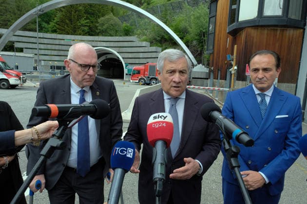 Italy, Antonio Tajani visits the Mont Blanc Tunnel