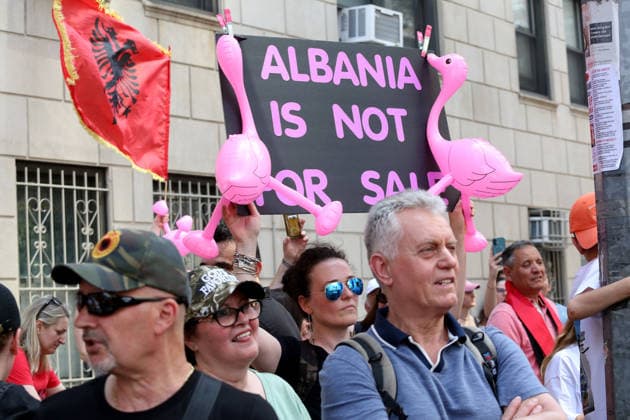 USA, demonstration by Albanian exiles in New York